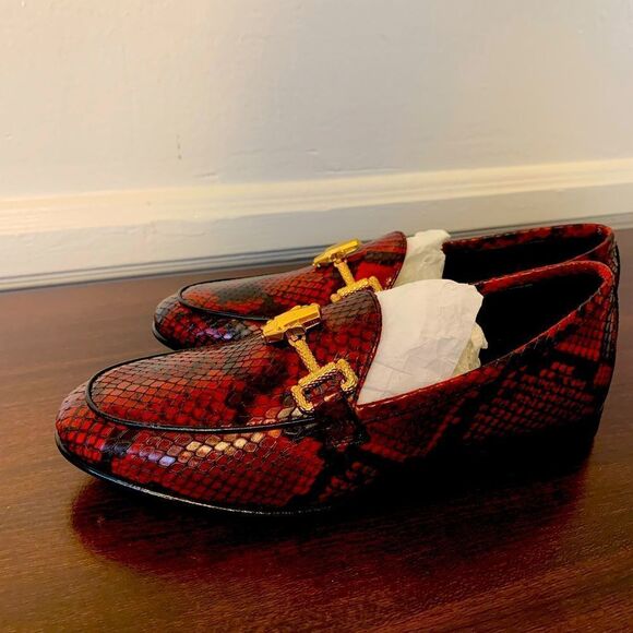 Roberto Cavalli snakeskin embossed horsebit leather slip-on loafer size EU 35 - Picture 5 of 15